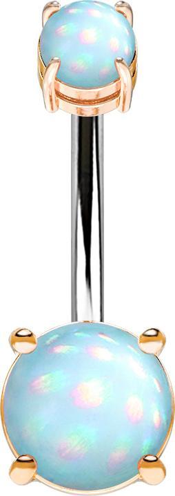 Produktbild Star Piercing Banane Innengewinde rosegold mit zwei Epoxidstein blau (Messing, Chirurgenstahl 316L)