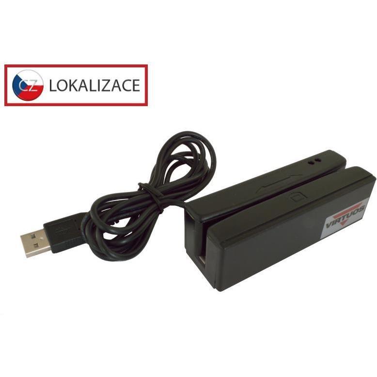 Virtuoso Třístopá čtečka magnetických karet MSR-100A, USB-COM, černá (USB-C, RS-232), Lettore di schede di memoria, Nero