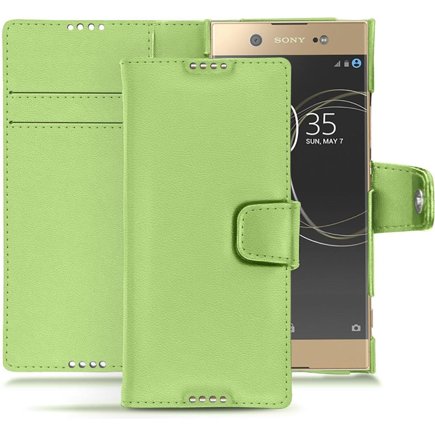 Noreve Lederschutzhülle Wallet (Sony Xperia XA1 Ultra), Smartphone Hülle, Grün