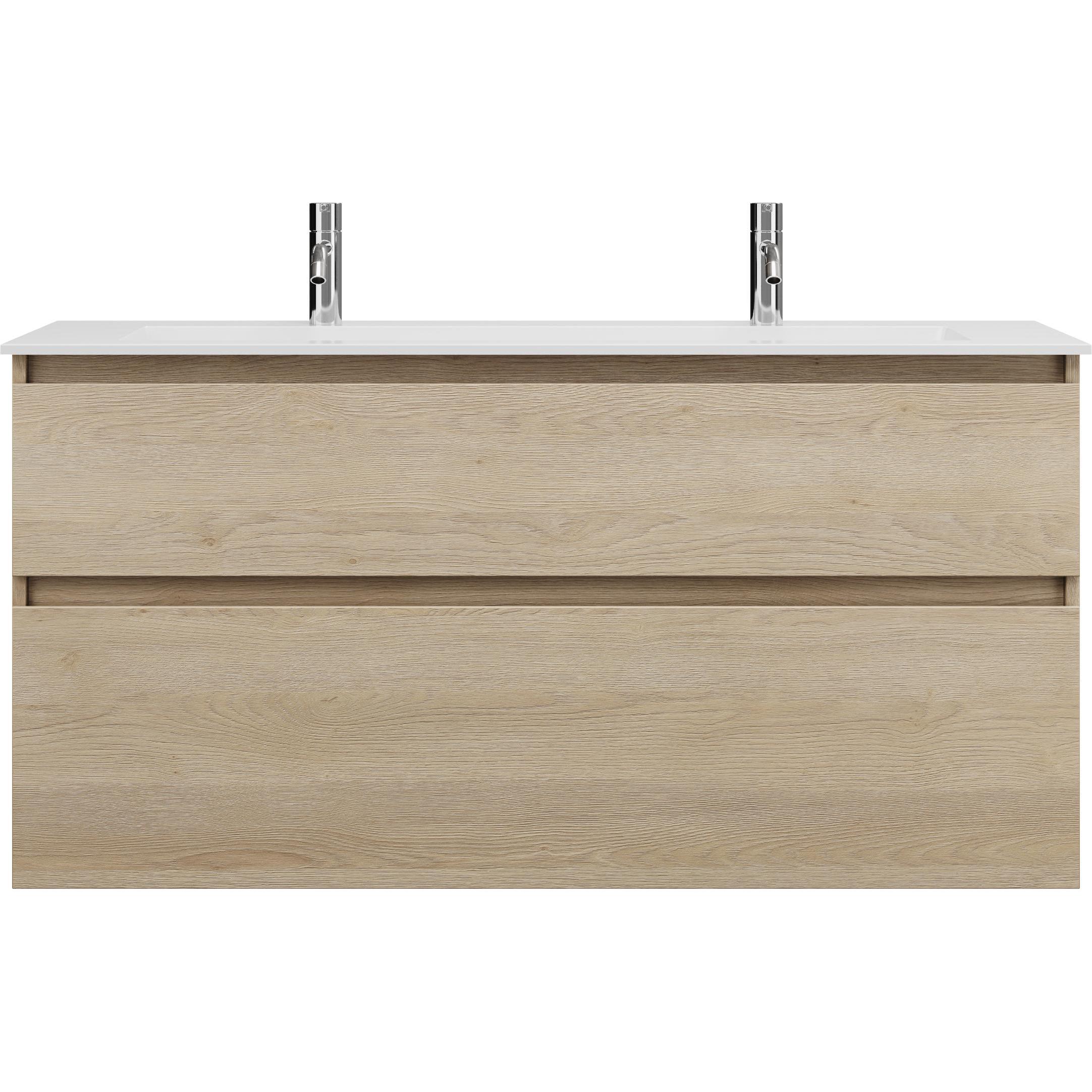 burgbad, Badmöbelset, Lin20 Mineralguss-Waschtisch Farbe Weiss Matt mit 2 Armaturbohrungen inklusive Waschtischunt