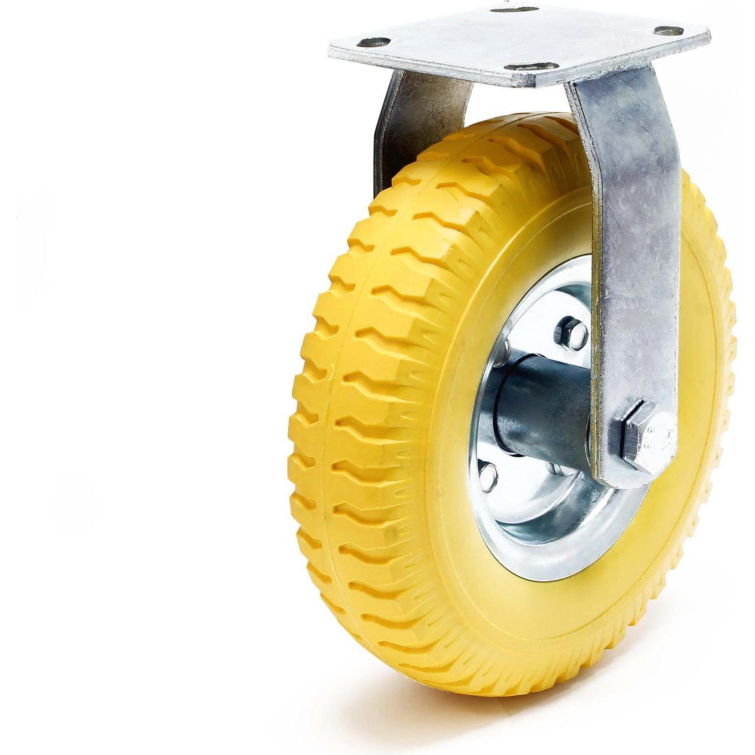 Wiltec, Möbelrollen, Bockrolle 225x58mm Transportrolle pannensicher gelb Vollmaterial