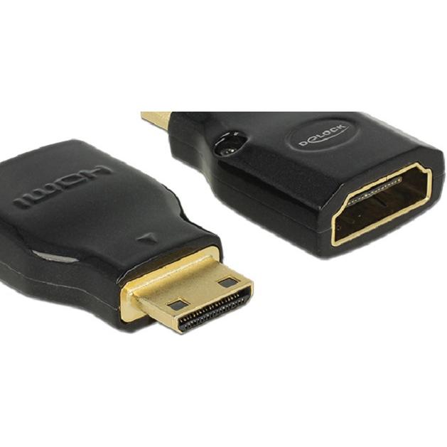 Thumbnail - Delock Mini HDMI zu HDMI (Mini HDMI, 3.23 cm), Data + Video Adapter, Schwarz