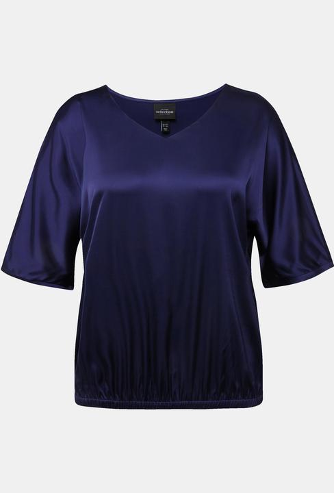 Actual product image Ulla Popken Oversized Short Sleeve Satin Blouse (50)