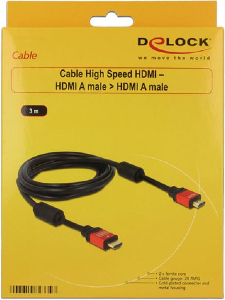 Produktbild Delock HDMI (Typ A) — HDMI (Typ A) (3 m, HDMI)
