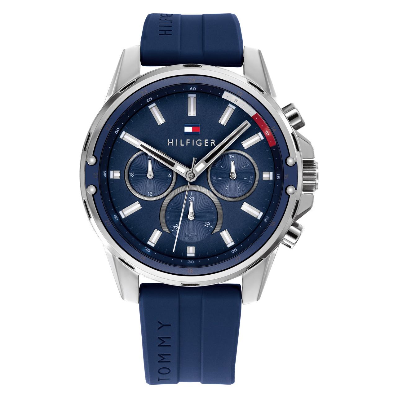 Tommy Hilfiger, Armbanduhr, Mason, Blau, (Analoguhr, 45 mm)