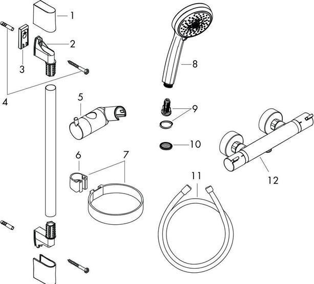 Image du produit hansgrohe Brausenkombi Croma 100 Ecostat 1001 SL u. Brausestange Unica 27085000