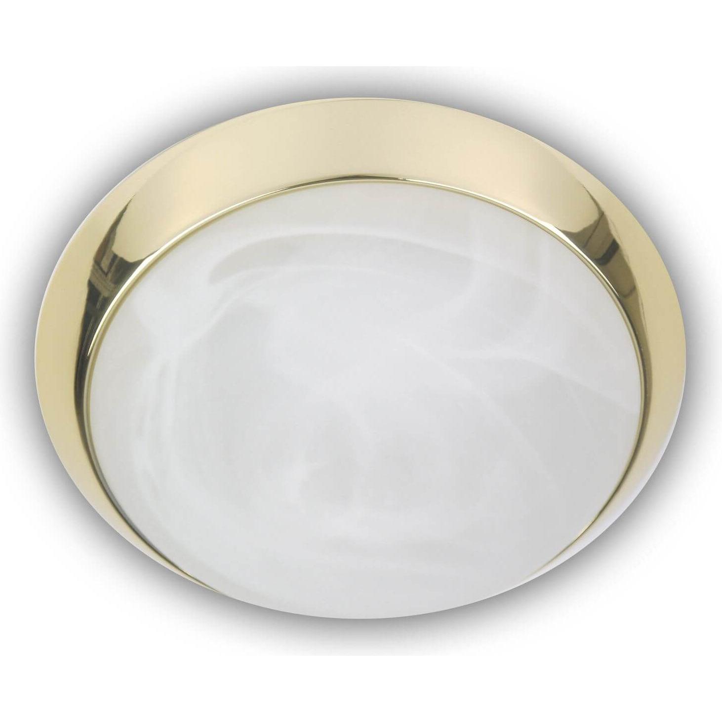 Niermann Stand By, Wandleuchte + Deckenleuchte, Niermann E27 Deckenleuchte Alabaster-Glas, Messing poliert, 30cm, Made i...