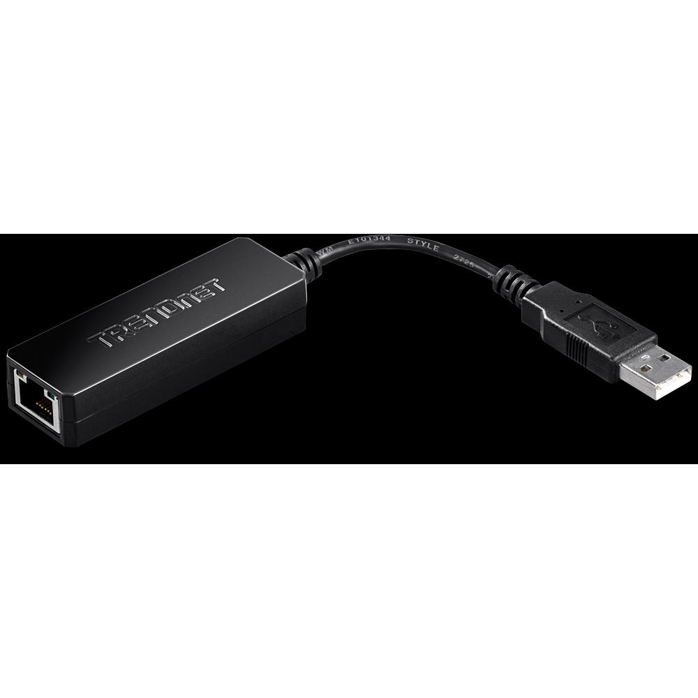 Thumbnail - Trendnet TU2-ET100, USB zu Fast Ethernet Adapter (USB 2.0, RJ45 (1x)), Netzwerkadapter, Schwarz