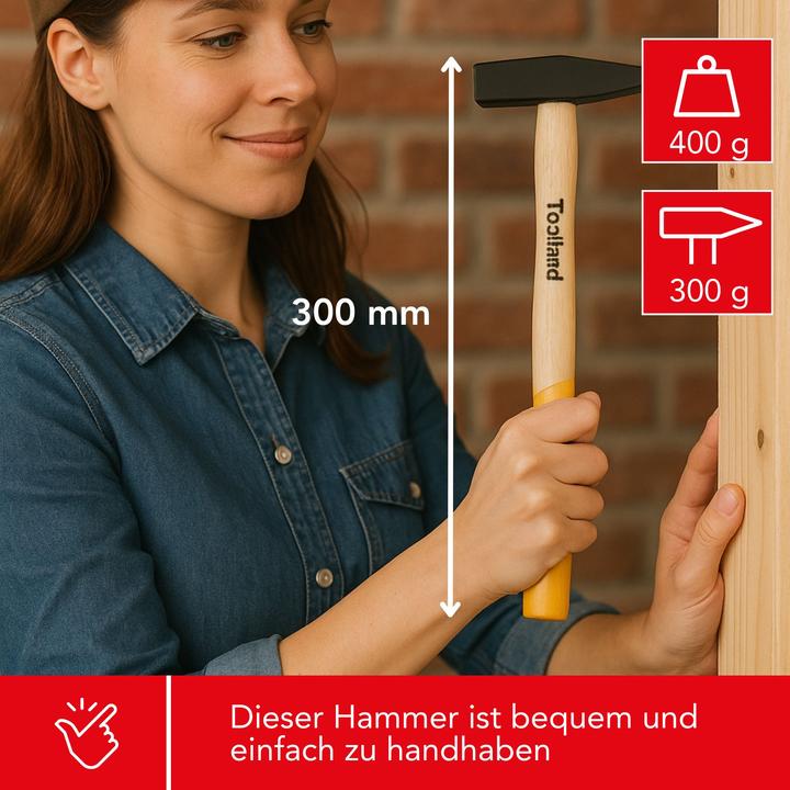 Actual product image Velleman Hammer - Wooden Handle - 300 g (400 g)