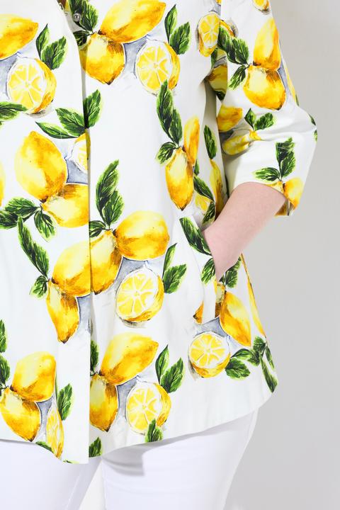 Actual product image Ulla Popken Lemon Print 3/4 Sleeve Jacket (54)