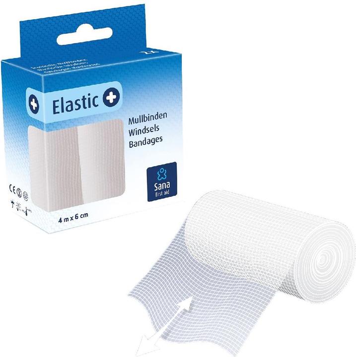 NoName Sana First Aid Elastische Mullbinden 400x6cm 2st (4 m)