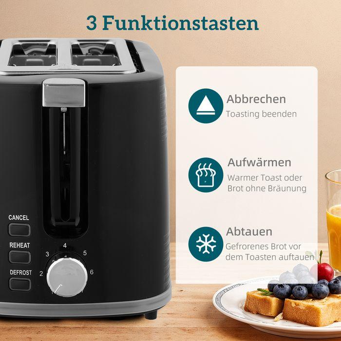 Produktbild Swisshandel24 Wasserkocher- und Toaster-Set, 2200W, 7 Bräunungsstufen, Krümelfach, Schwarz (1.70 l)