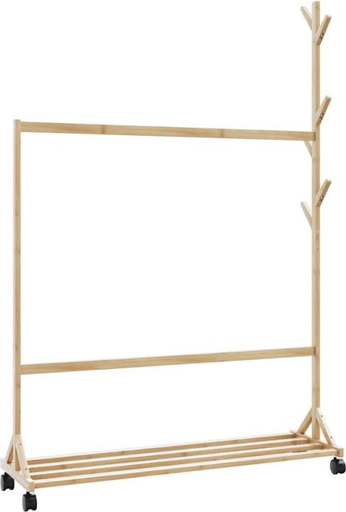 Actual product image vidaXL Kleiderständer mit Haken und Rollen 100x35x157 cm Bambus