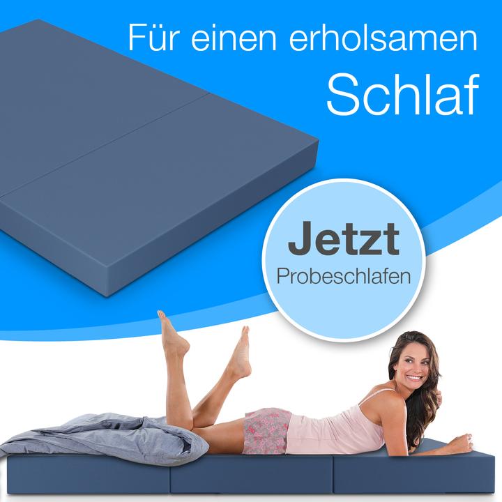 Produktbild Bestschlaf Klappmatratze, 3-teilige Faltmatratze, Reisebett, Gästematratze (160 x 195 cm, Schaumstoffkern)