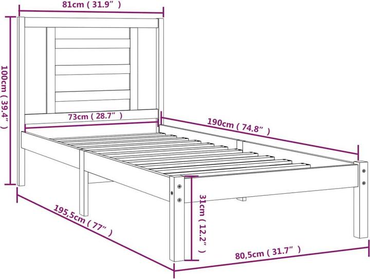 Image du produit vidaXL Bettrahmen (75 x 190 cm)
