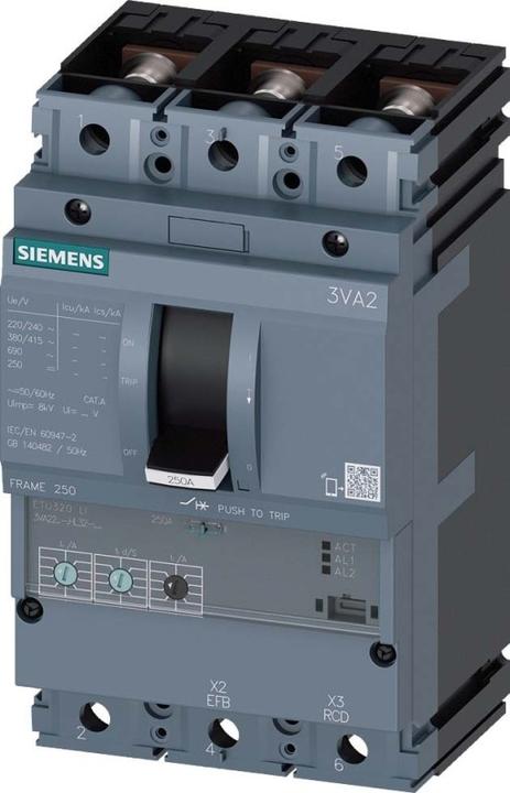 Image du produit Siemens Disjoncteur 250A 3p 100-250A/In 3VA2225-0HL32-0AA0