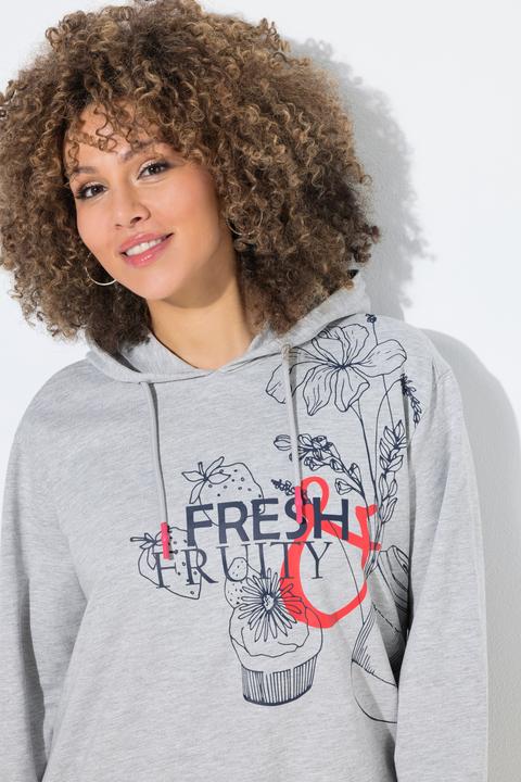 Image du produit Ulla Popken Sweat-shirt à capuche, manches longues et message imprimé (62)