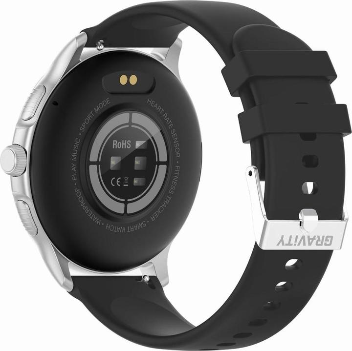 Produktbild Gravity GT12-7 Damen-Smartwatch, schwarzes Silikonarmband + silbernes Armband
