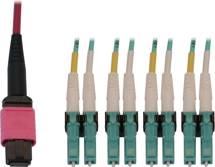 Actual product image Eaton 40/100G Multimode 50/125 OM4 Fibre Optic Cable 12F MTP/MPO-PC to 4x Duplex LC/PC F/M (2 m)