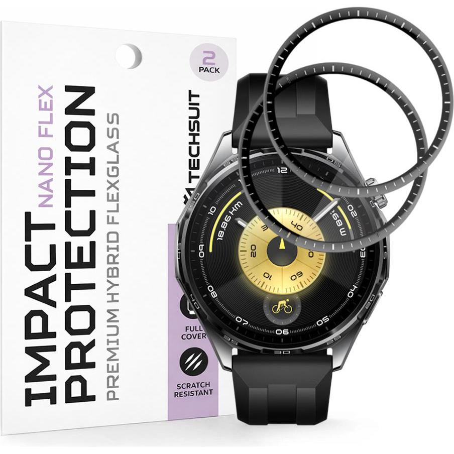 Techsuit - Nano Flex (2 pack) - Huawei Watch GT 6 46mm - Black, Accessori per smartwatch, Nero