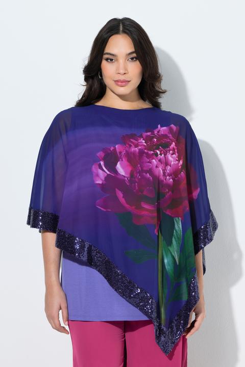 Produktbild Ulla Popken Chiffonbluse, Blüten, U-Boot-Ausschnitt, 3/4-Arm (46, 48)