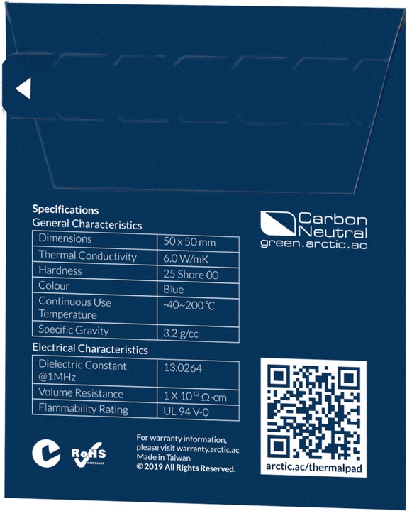 Actual product image Arctic Thermal pad 0.5 mm 6 W/mK (L (0.50 mm, 6 W/m K)