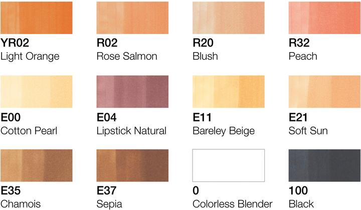 Image du produit Copic Marqueur graphique Sketch Set Couleurs Portrait, 12 pièces (0, 100, R02, E11, E04, E21, R20, E00, E37, E35, R32, YR02, 3 mm, 12 x)