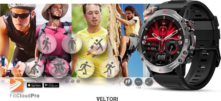 Actual product image Gino Rossi Veltori VT110-1 Smartwatch, schwarzes Silikonarmband