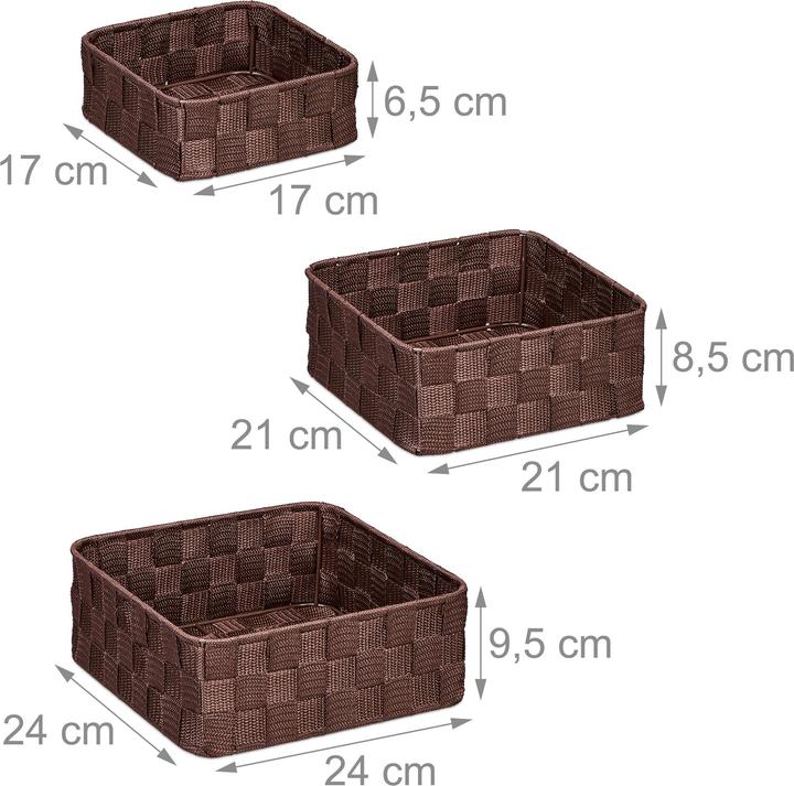 Actual product image Relaxdays 3x storage basket (3 x, 24 x 24 x 9.5 cm)