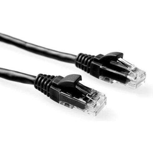 Thumbnail - ACT Black 20 meter U/UTP CAT6 patch cable snagless with RJ45 connectors. Cat6 u/utp snagless bk 20.00m (U/UTP, CAT6, 20 ...