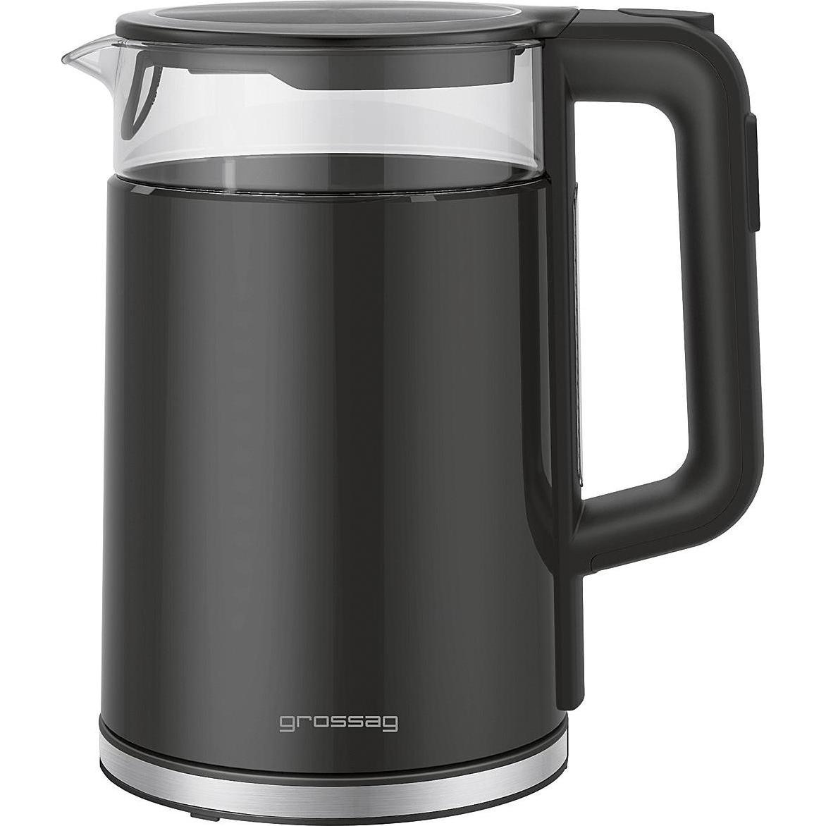 Grossag GRO Wasserkocher 1,7l schwarz, Wasserkocher, Schwarz