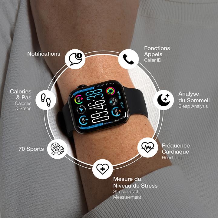 Produktbild Bigben SMARTWATCHSQUAREBKBK Smartwatch (nur WLAN)