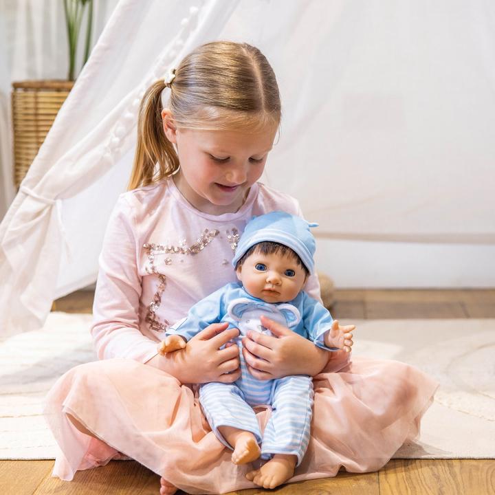 Actual product image Tiny Treasures Blue Bear Doll Brown Hair (30543)