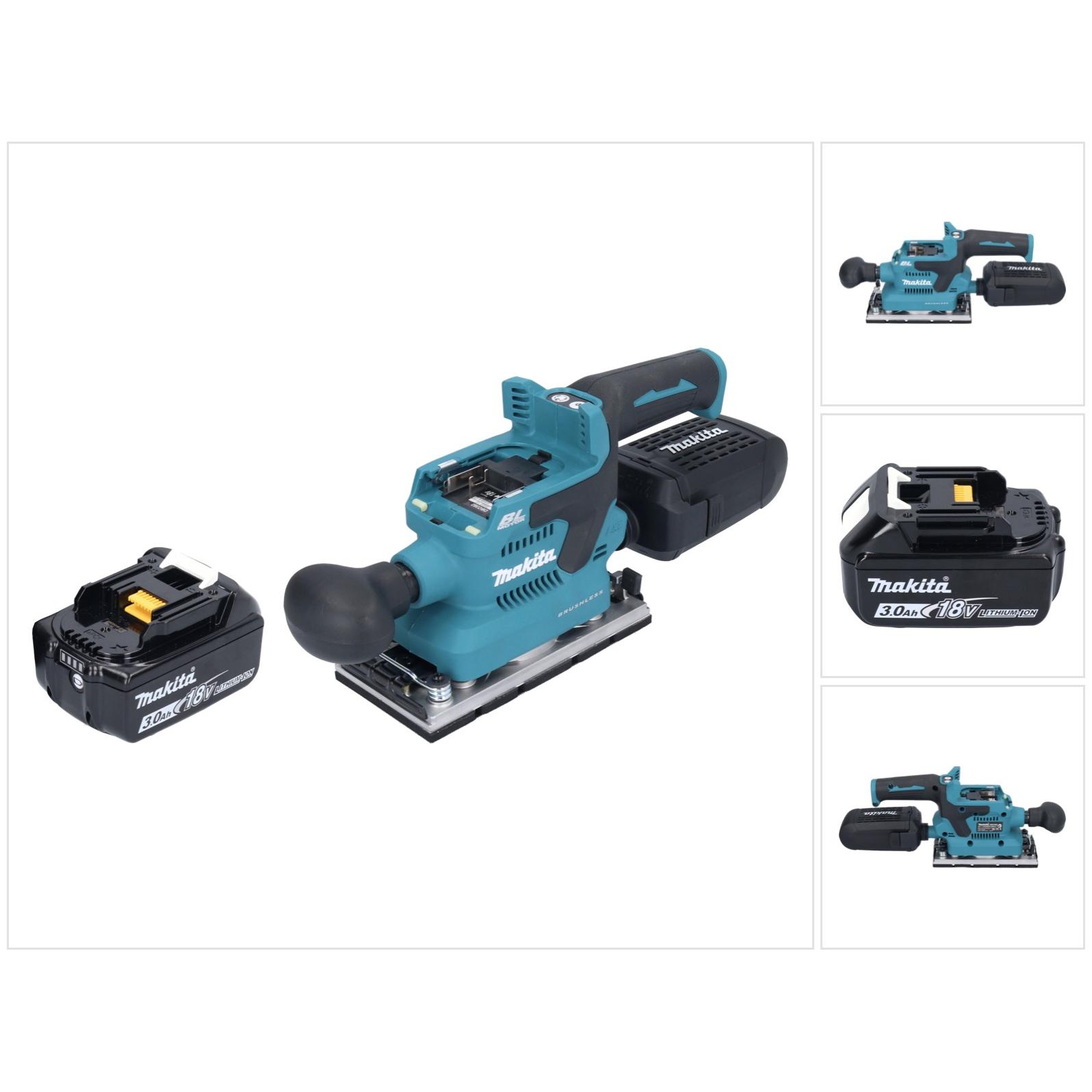 Makita, Schleifmaschine + Poliermaschine, DBO 382 F1 Akku Schwingschleifer 18 V 93 x 185 mm Brushless + 1x Akku 3,0 Ah -...