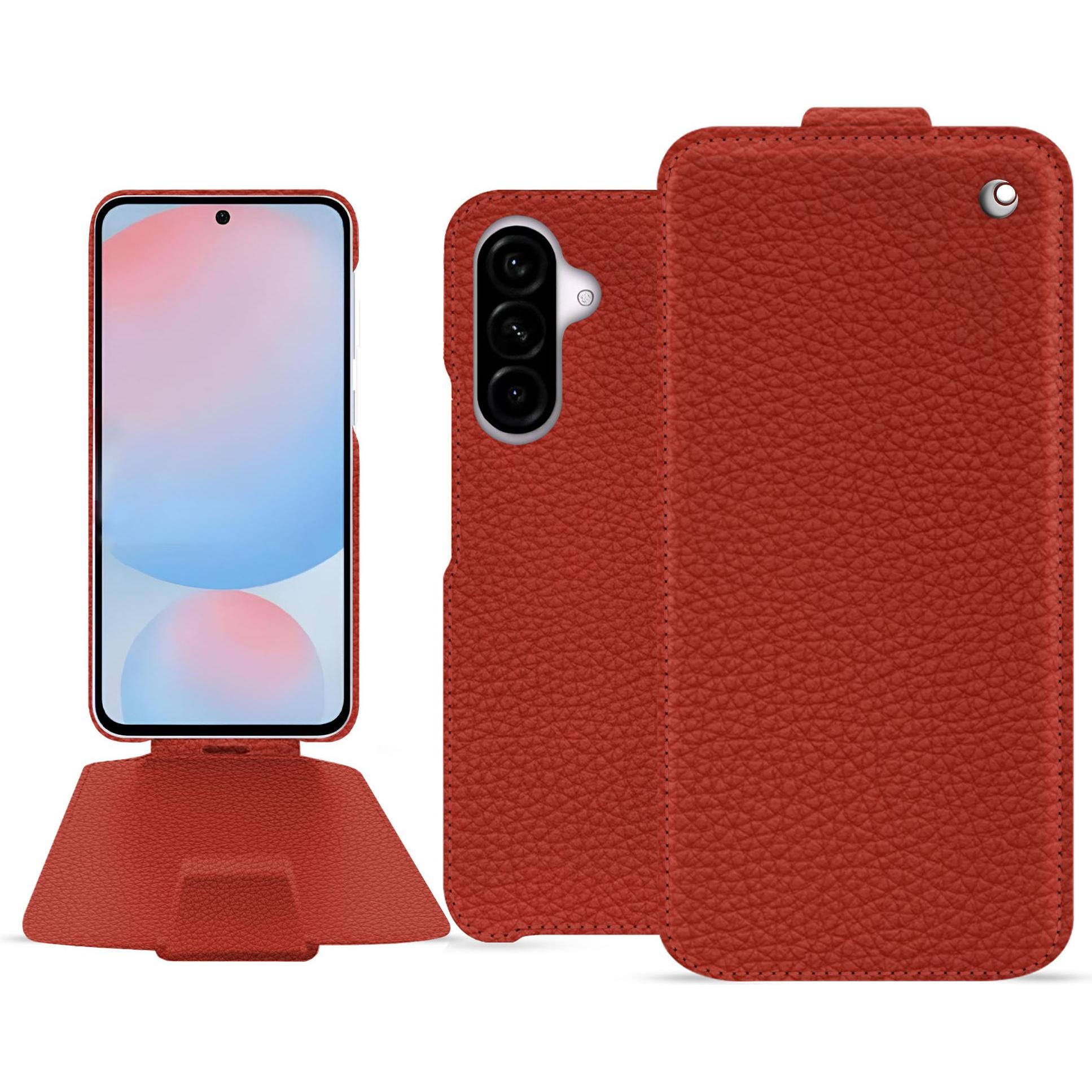 Noreve Lederschutzhülle vertikal (Samsung Galaxy A56), Smartphone Hülle, Orange