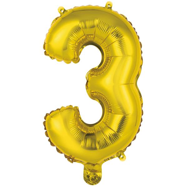 Amscan Folienballon Mini Zahl 3 gold