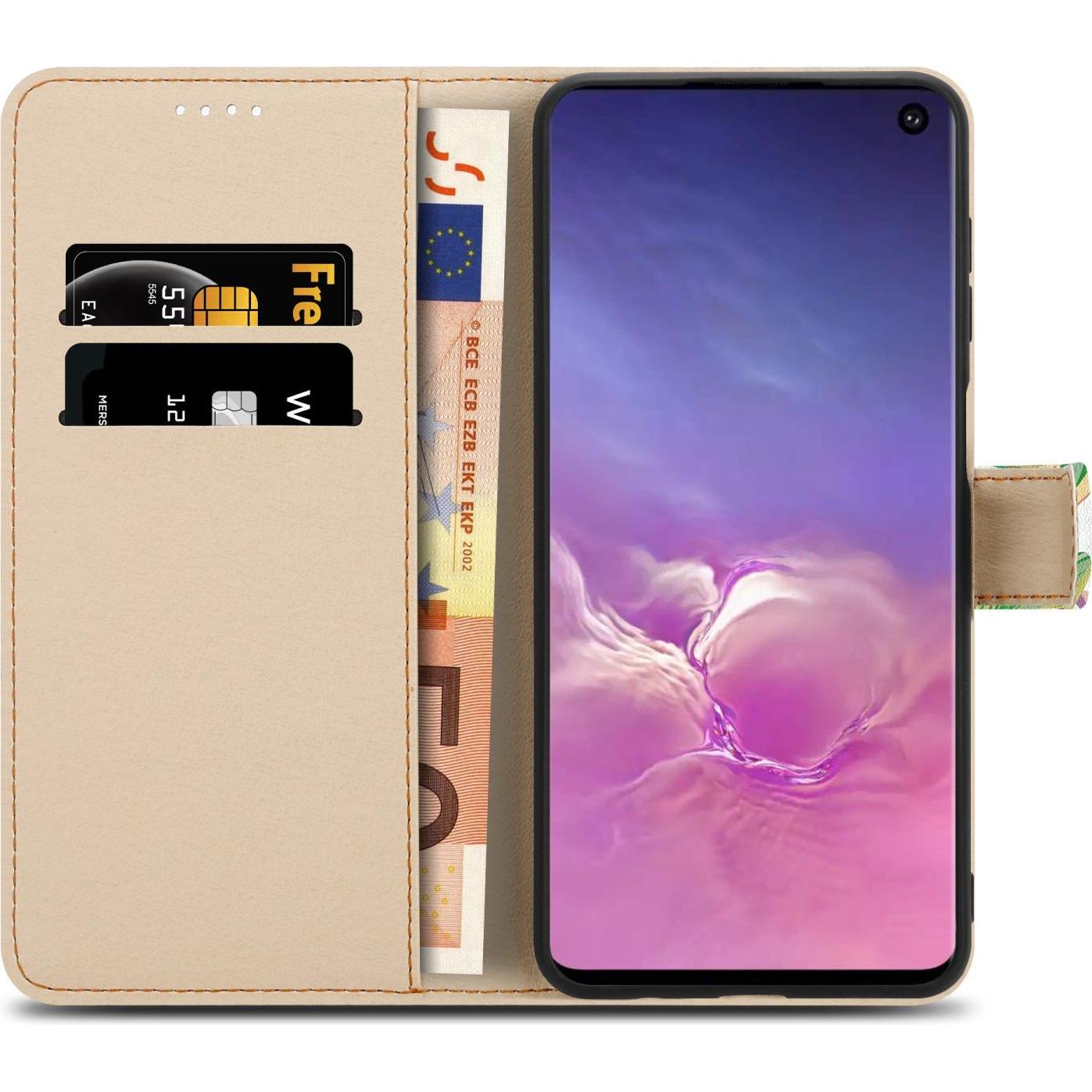 Thumbnail - Cadorabo Book Hülle mit Print (Samsung Galaxy S10+), Smartphone Hülle, Grün