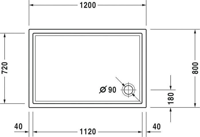 Actual product image Duravit Rectangular shower tray STARCK SLIML with anti-slip 1200x800x55mm white