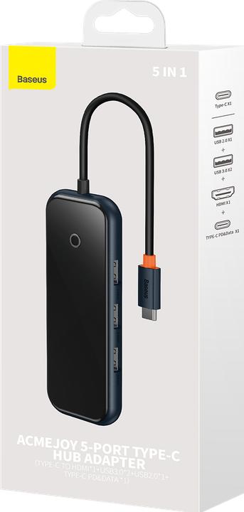 Produktbild Baseus AcmeJoy 5-Port Type-C HUB AdapterType-C to HDMI*1+USB3.0*2+USB2.0*1+Type-C PD&Data *1Dark Gray (USB-C, 5 Ports)
