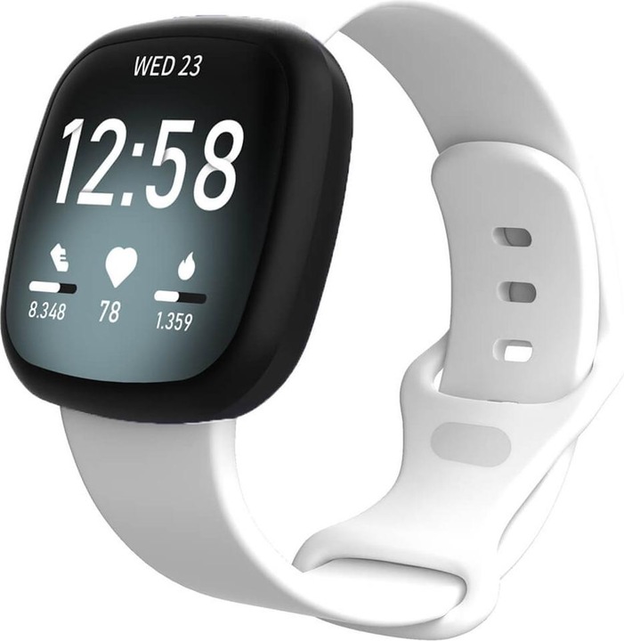 Cover-Discount Fitbit Versa 4 / Sense 2 - Silikon Ersatzarmband weiss (Silikon, Sense, Versa 3)
