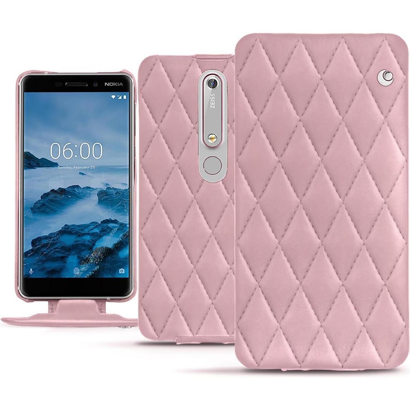 Noreve Lederschutzhülle vertikal (Nokia 6 (2018)), Smartphone Hülle, Rosa