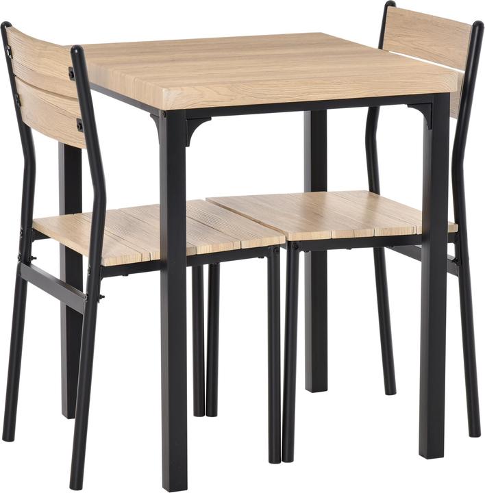 Produktbild Homcom Esstisch-Set mit 1 Tisch + 2 Stühlen (60 x 60 x 76 cm)
