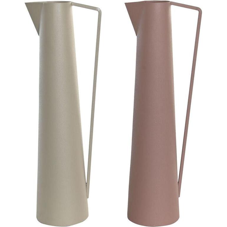 DKD Home Decor, Vaso, Vase 15 x 11 x 45 cm Beige Pink Iron (2 Units) (2 x)