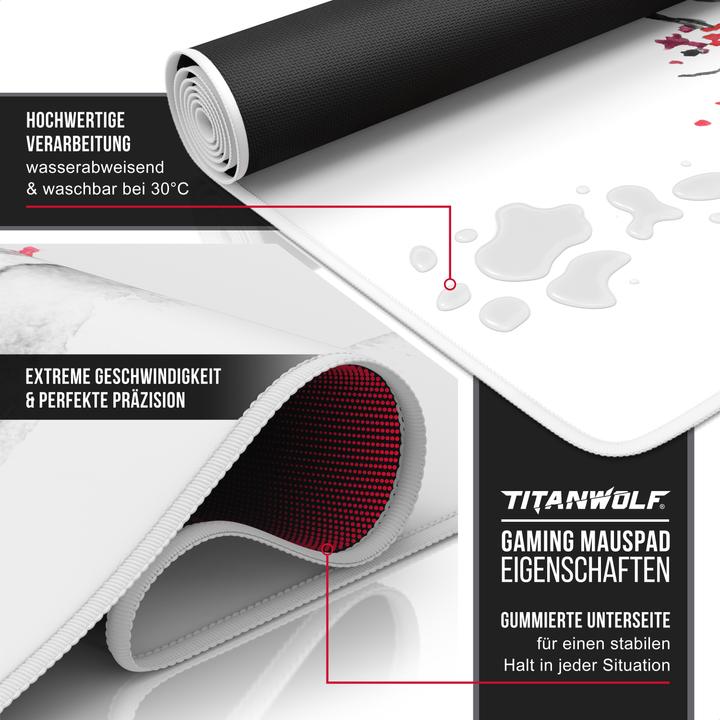 Actual product image Titanwolf Gaming Mouse Pad, 900 x 400mm XXL Speed Gaming Mouse Mat, Mousepad Extra Large Surface, Ink Sakura 4 (XXL)