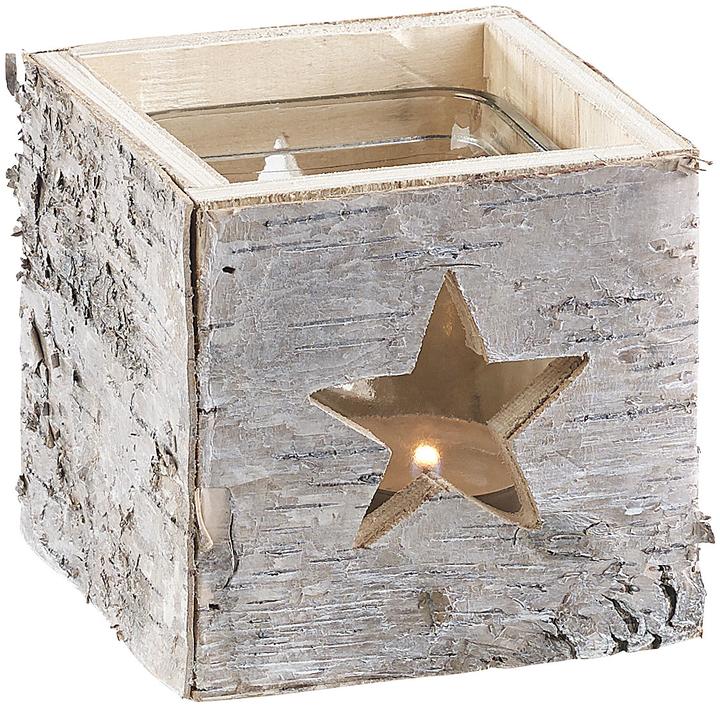 Actual product image Britesta Wooden lantern with star motif and removable tea light jar (2 x)