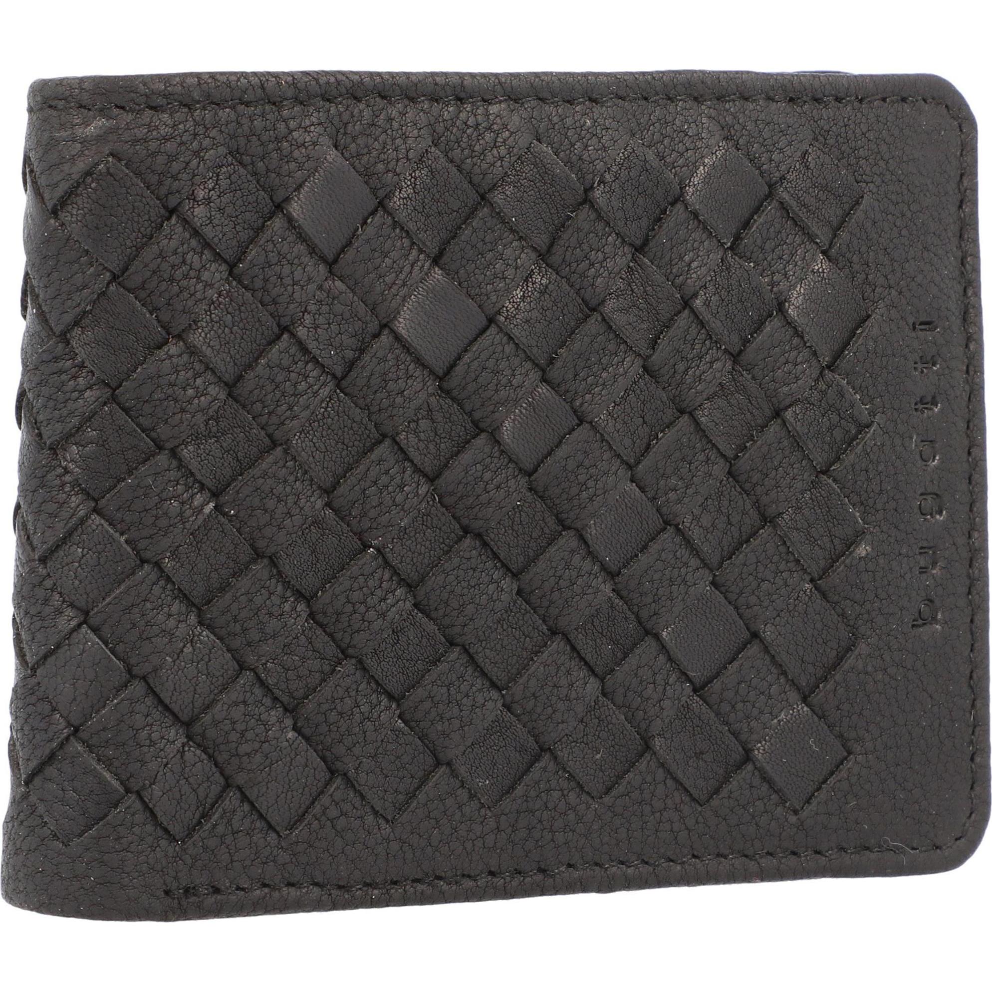 Bugatti, Herren, Portemonnaie, Woven Geldbörse Leder 11 cm, Schwarz