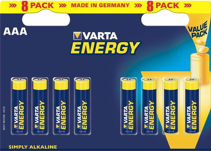 Immagine prodotto Varta BV-Energy 8 AAA - Batteria usa e getta - AAA - Alcalina - 8 pezzi - Blu - Giallo - Cyl (8 pz., AAA / LR03 / Micro / R03 / AM4 / MN2400 / KR03, 1200 mAh)