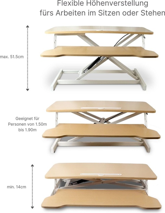 Actual product image Hermex Bürotisch Aufsatz Notebook Schreibtisch Pneumatik Hubtisch Office Desk Arbeitstisch