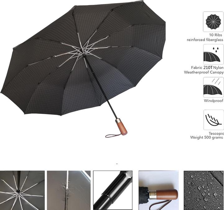 Produktbild Alopini Regenschirm grosser sturmsicherer 2-Personen-Reiseschirm winddichter Taschenschirm öffnen-schliessen