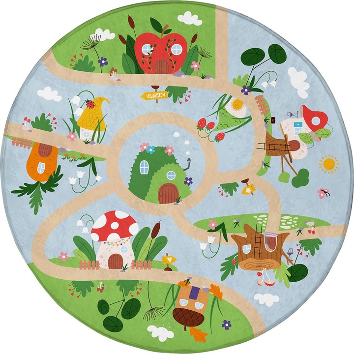 Immagine prodotto Achoka Tappeto gioco Case dei funghi, 100 cm (100 x 100 cm)